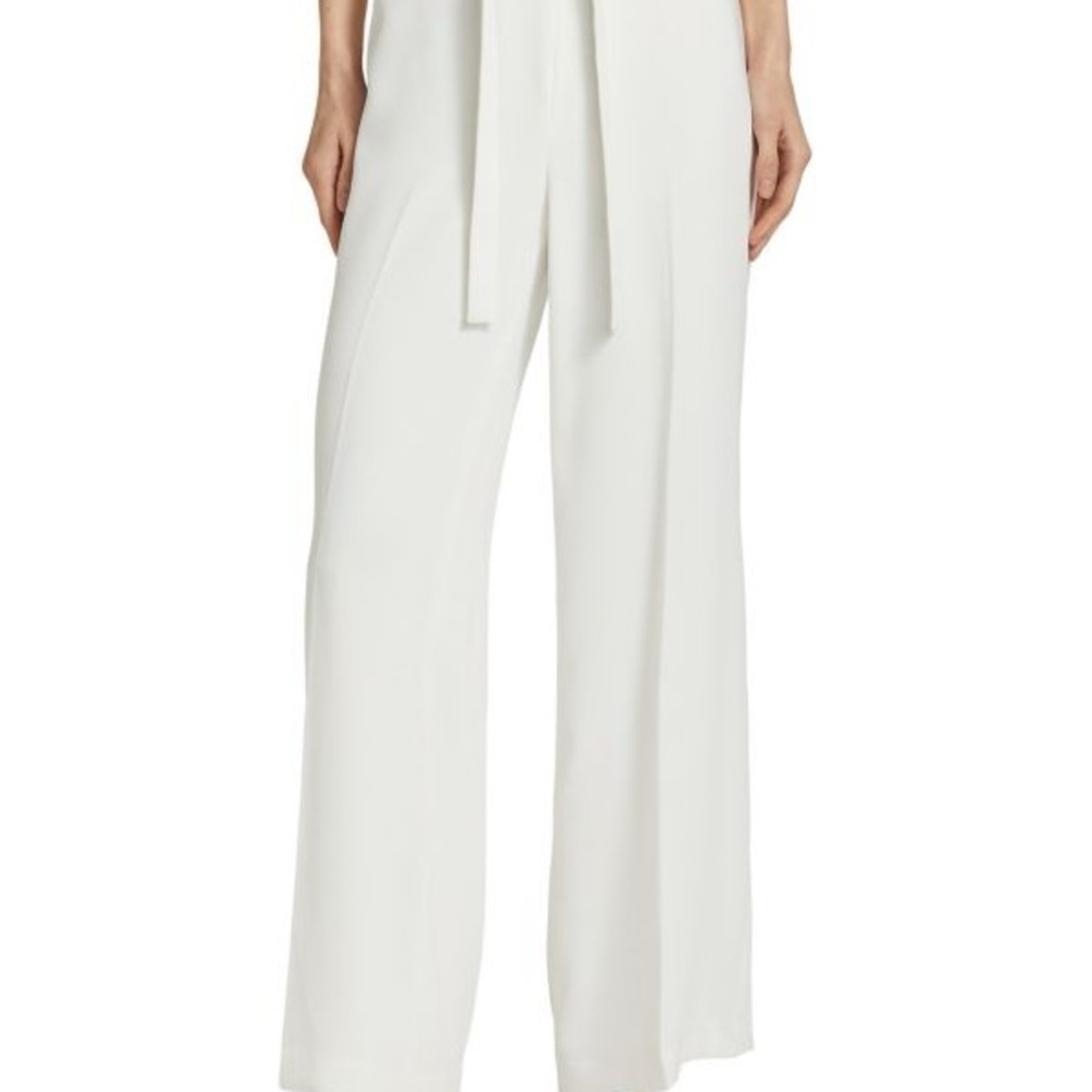 Investments Chic Cream Wide Leg Tie Front Paperbag Trousers